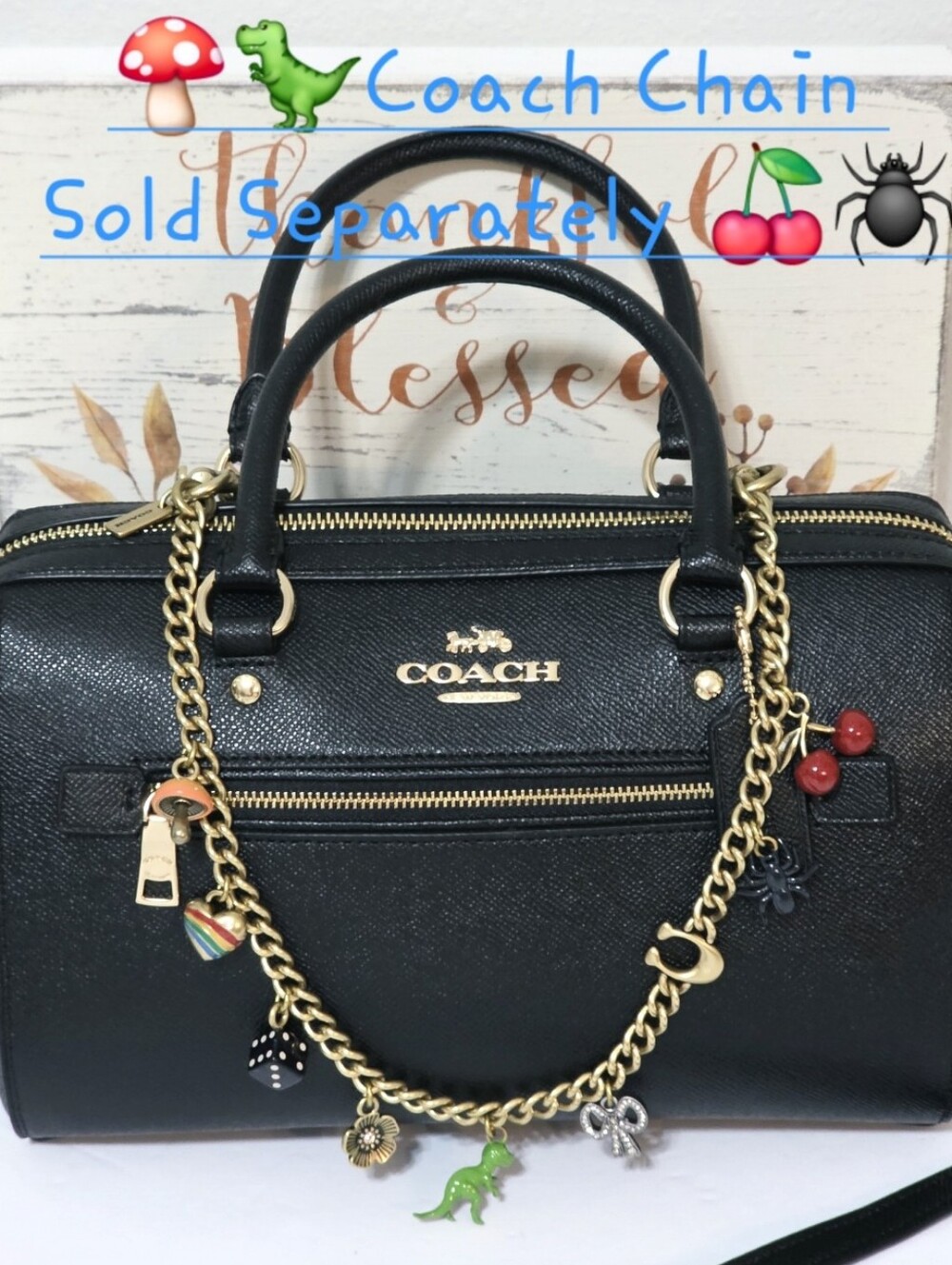 Coach Rowan BLACK Gold Medium Crossbody Bag Crossgrain Leather Shoulder Purse π - Picture 15 of 15